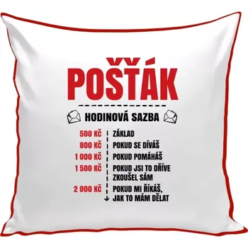 Polštář Polštář barevný 32x32 cm Hodinová sazba - pošťák