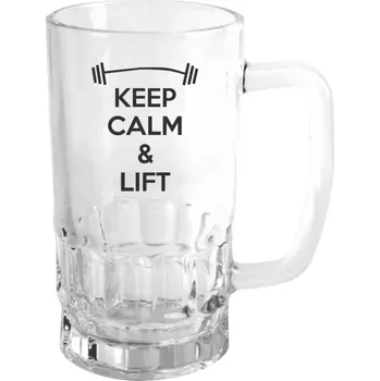 Sklenice Půllitr pro fitness nadšence - Keep calm and lift - čirý