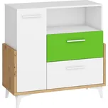 Komoda LEPON 95W, dub artisan/bílá/zelená, 5 let záruka + vyzvednutí ZDARMA