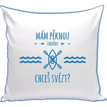 Polštář Polštář barevný 32x32 cm Mám pěknou lodičku, chceš svézt?