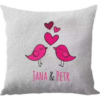 Polštář Polštář bílý 40x40 cm - dlouhý chlup Ptáčci se jmény