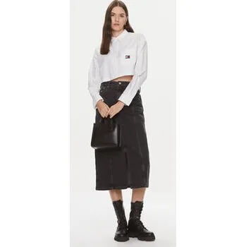 Pánské oblečení Tommy Jeans Košile Badge DW0DW17345 Bílá Relaxed Fit L