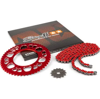 Řetězová sada 13x53 - 420 Stage6 alu CNC červená Aprilia SX 50