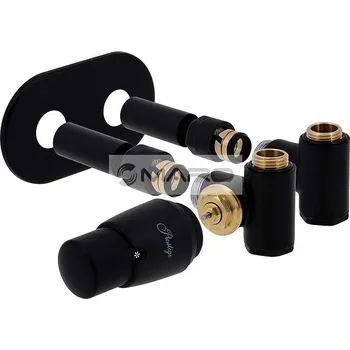 Radiátor Hydronix Set radiátorový středový Integra K Cu 15 x 1 mm, levý, termostatická hlavice Prestige, s krytkami, černý, Int24PCS