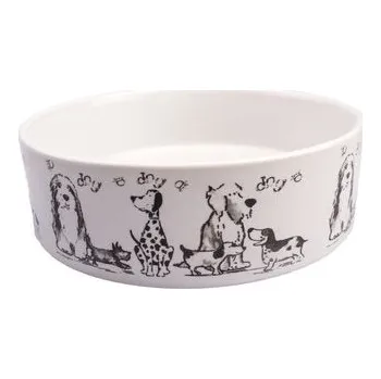 Miska pro psa Miska pro psa 520 ml bílá s dekorem psů
