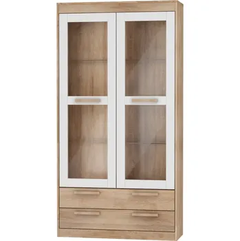 police Vitrína GATTON 2D2S, dub sonoma/bílý lesk, 5 let záruka + vyzvednutí ZDARMA