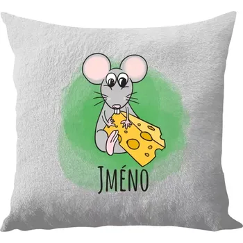 Polštář Polštář bílý 40x40 cm - dlouhý chlup Myška