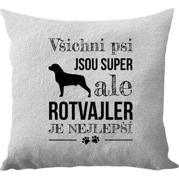 Polštář Polštář bílý 40x40 cm - dlouhý chlup Rotvajler je nejlepší