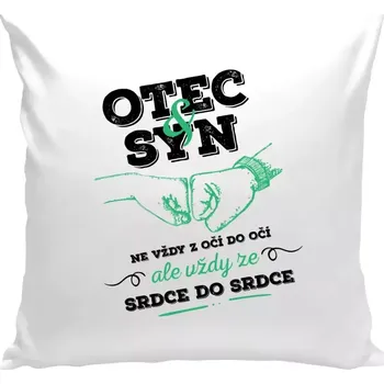 Polštář Polštář bílý 40x40 cm Otec a syn, ze srdce do srdce