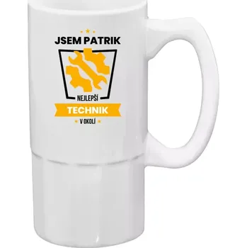 Sklenice Půllitr bílý vysoký Nejlepší v okolí - technik