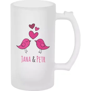 Sklenice Půllitr skleněný matný Ptáčci se jmény