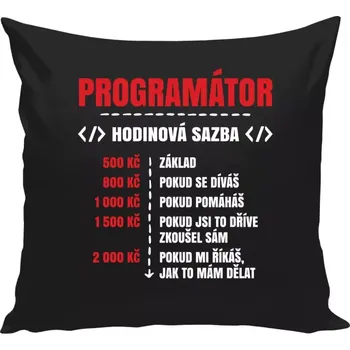 Polštář Polštář černý 40x40 cm Hodinová sazba - programátor