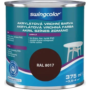 barva a nátěr na dřevo Swingcolor Barevný email, čokoládově hnědý, lesklý, 375 ml 6170 T0375 8017