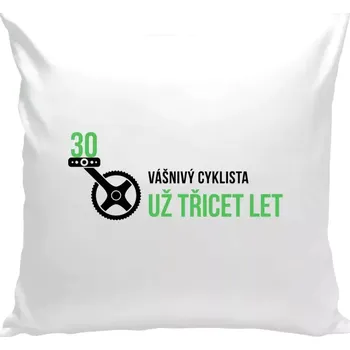 Polštář Polštář bílý 40x40 cm Vášnivý cyklista už x let