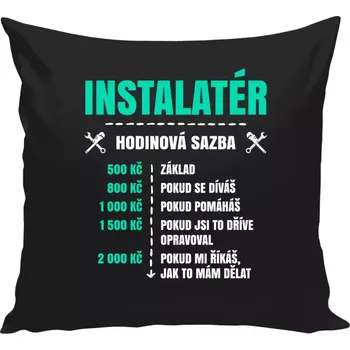 Polštář Polštář černý 40x40 cm Hodinová sazba - instalatér