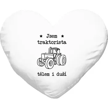 Polštář Polštář srdce 40x35 cm Jsem traktorista tělem i duší