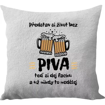 Polštář Polštář bílý 40x40 cm - dlouhý chlup Představ si život bez piva