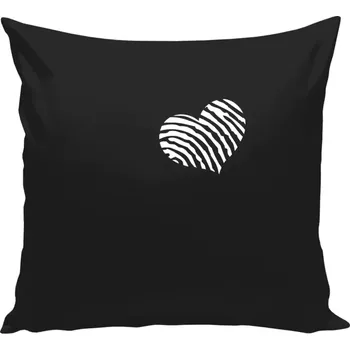 Polštář Polštář černý 40x40 cm Otisk srdce