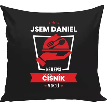 Polštář Polštář černý 40x40 cm Nejlepší v okolí - číšník