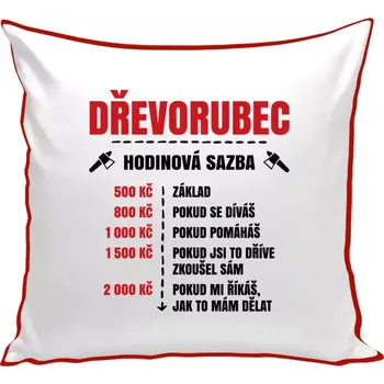 Polštář Polštář barevný 32x32 cm Hodinová sazba - dřevorubec