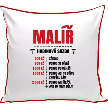 Polštář Polštář barevný 32x32 cm Hodinová sazba - malíř