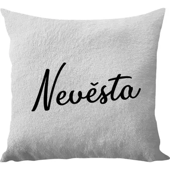 Polštář Polštář bílý 40x40 cm - dlouhý chlup Nevěsta - nápis