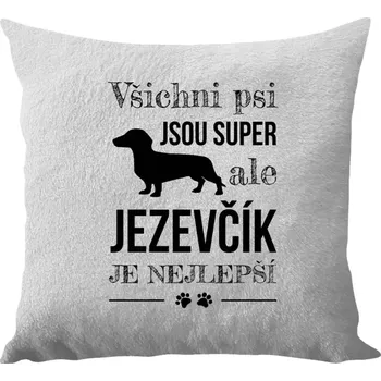 Polštář Polštář bílý 40x40 cm - dlouhý chlup Jezevčík je nejlepší