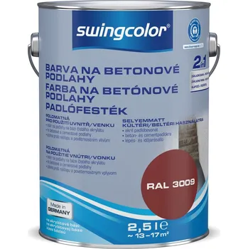 Lak na dřevo Swingcolor Barva na beton 2 v 1, oxidovaná červená, polomatná, 2,5 l 6151 T02,5 3009