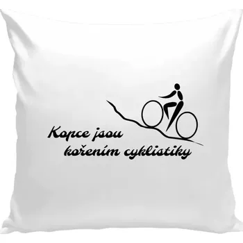Polštář Polštář bílý 40x40 cm Kopce jsou kořením cyklistiky