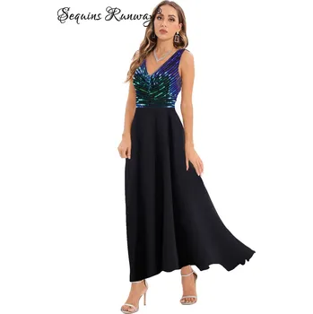 Dámské šaty Dámské šaty na svatbu Sequins SF373 Barva: Zelená, Velikost: S