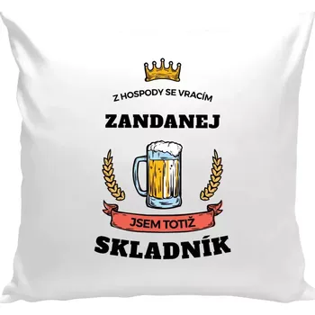 Polštář Polštář bílý 40x40 cm Z hospody se vracím - Skladník