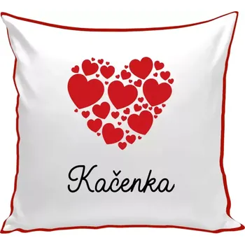 Polštář Polštář barevný 32x32 cm Srdíčka se jménem