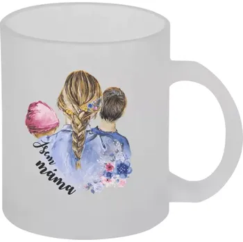 Hrnek 330 ml - skleněný matný Jsem máma - holčička a kluk