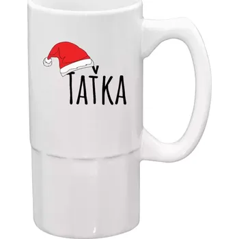 Sklenice Půllitr bílý vysoký Vánoční čepice - taťka