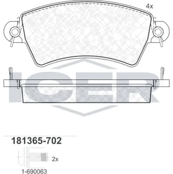 Brzdová destička Sada brzdových destiček, kotoučová brzda ICER 181365-702