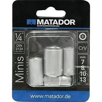 Klíč Matador Sada hlavic 1/4", velikost: 7, 8, 10, 13 mm, 4 ks 920759040