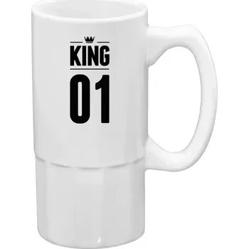 Sklenice Půllitr bílý vysoký King s vlastním číslem