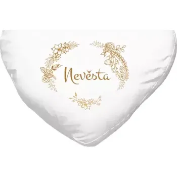 Polštář Polštář srdce 40x35 cm Nevěsta - okrové květiny