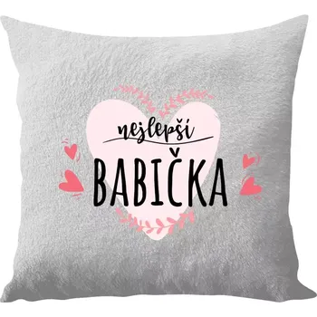 Polštář Polštář bílý 40x40 cm - dlouhý chlup Nejlepší babička