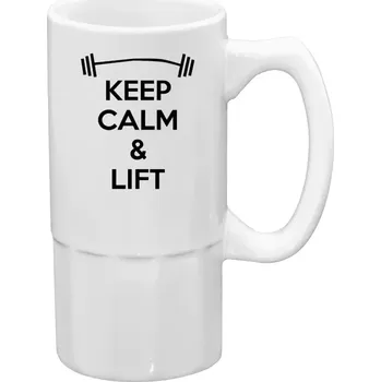 Sklenice Půllitr pro fitness nadšence - Keep calm and lift - 500 ml