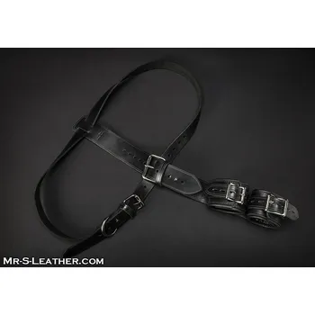 Pánské erotické prádlo Mr. S Leather Shoulder to Wrist Restraints, kožená pouta s upevněním kolem ramen