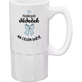 Sklenice Půllitr bílý vysoký Nejlepší dědeček na celém světě