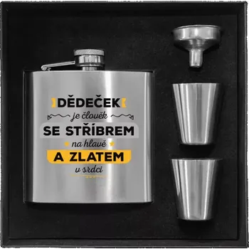 Placatka Placatka v krabičce Dědeček je člověk se stříbrem na hlavě a zlatem v srdci