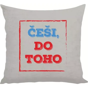 Polštář Polštář lněný 40x40 cm Češi, do toho!