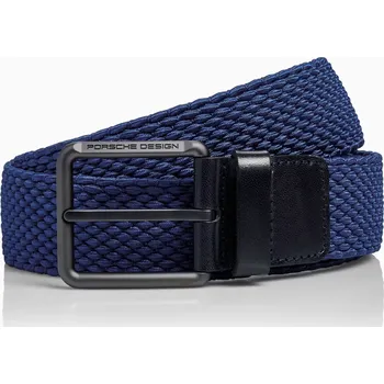 Opasek PORSCHE DESIGN Casual Pin Buckle Chino Belt Módní ležérní pásek se sponou denim modrý šířka 4 cm (Tkaný chino pásek Porsche Design s exkluzivní sponou v matném titanovém vzhledu)