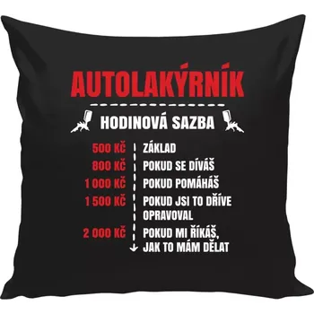 Polštář Polštář černý 40x40 cm Hodinová sazba - autolakýrník