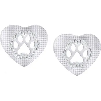 Náušnice Náušnice srdce s kočičí tlapkou - chirurgická ocel a zirkony (pecky)