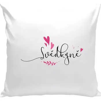Polštář Polštář bílý 40x40 cm Svědkyně - srdíčka a lístečky