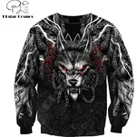 Mikina s potiskem 3D vlk s řetězy Wolf Tattoo Velikost: XS, Barva (Varianta): Mikina