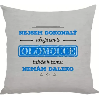Polštář Polštář lněný 40x40 cm Nejsem dokonalý, ale jsem z ...